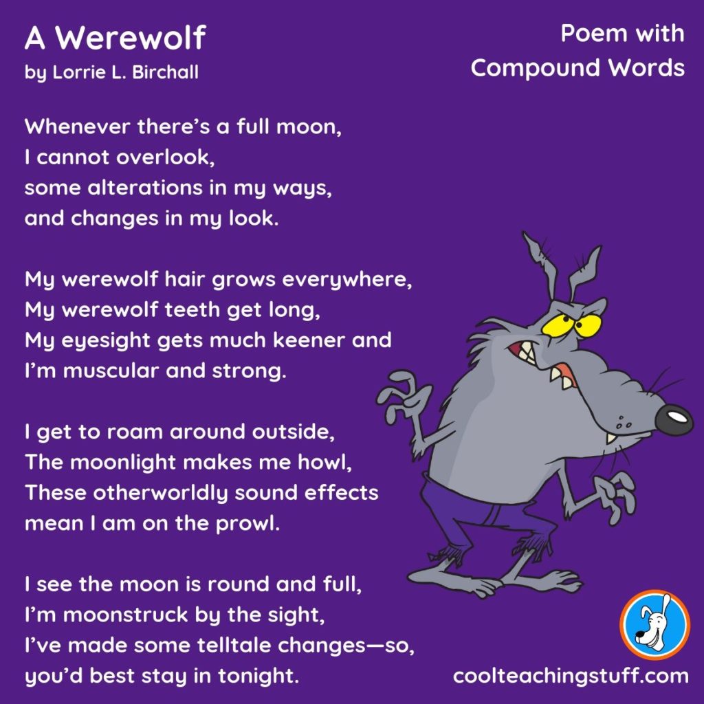 Image of compound words poem, A Werewolf, by Lorrie L. Birchall