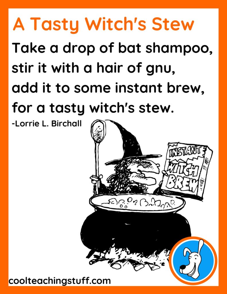 Image of Halloween poem, "A Tasty Witch's Stew," by Lorrie L. Birchall