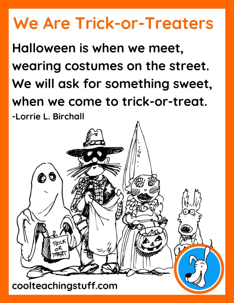 Image of Halloween poem, "We Are Trick-or-Treaters," by Lorrie L. Birchall