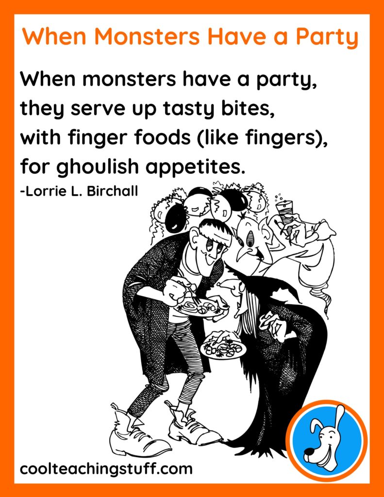 Image of Halloween poem, "When Monsters Have a Party," by Lorrie L. Birchall