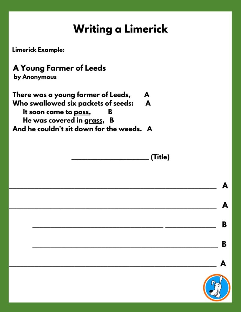 Limerick template for writing limericks
